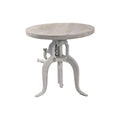 White Solid Wood and Iron Height Adjustable Round End Table - 19-inch