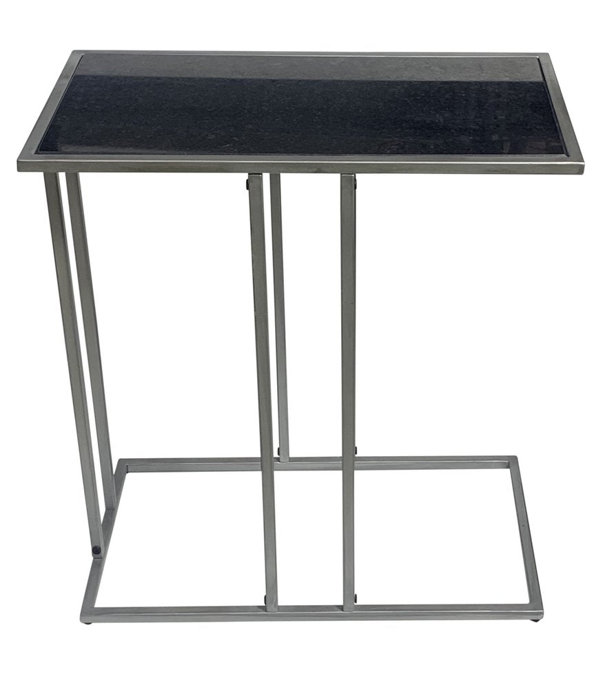 Black and Gunmetal Marble and Iron Frame End Table - 26-inch