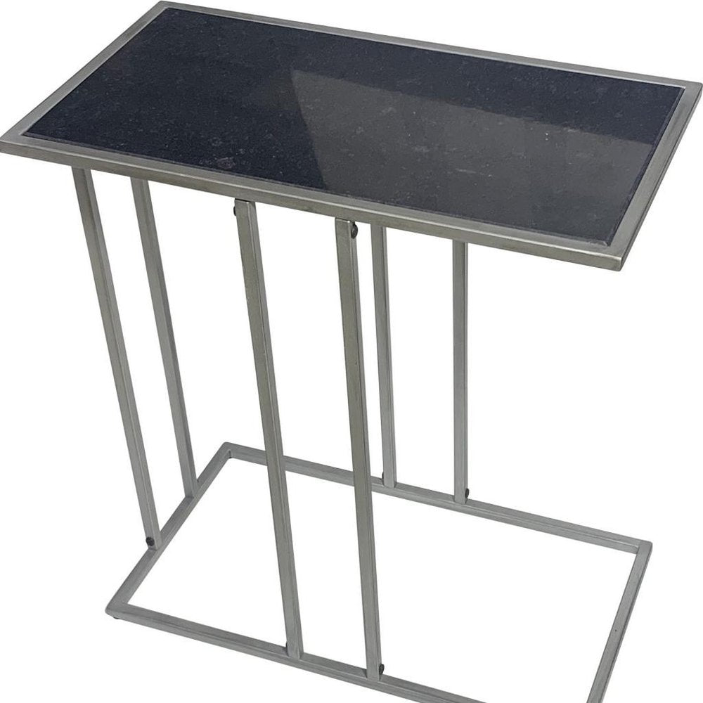 Black and Gunmetal Marble and Iron Frame End Table - 26-inch