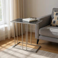 Black and Gunmetal Marble and Iron Frame End Table - 26-inch