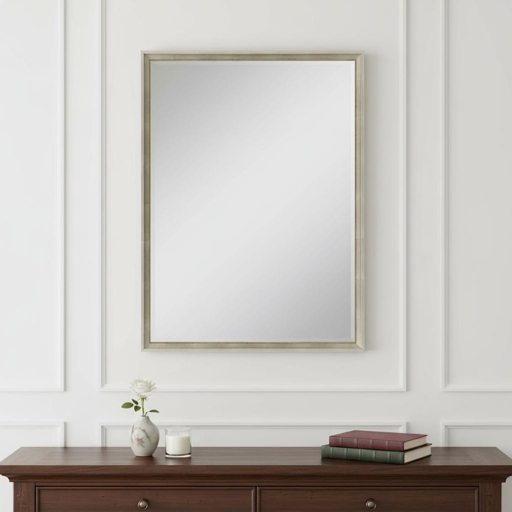Silver Wood Accent Mirror - 38-inch