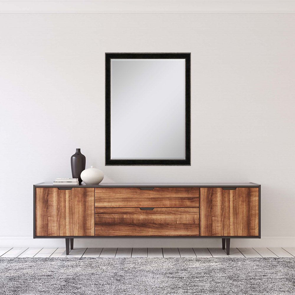 Dark Brown Solid Wood Framed Accent Mirror - 40-inch