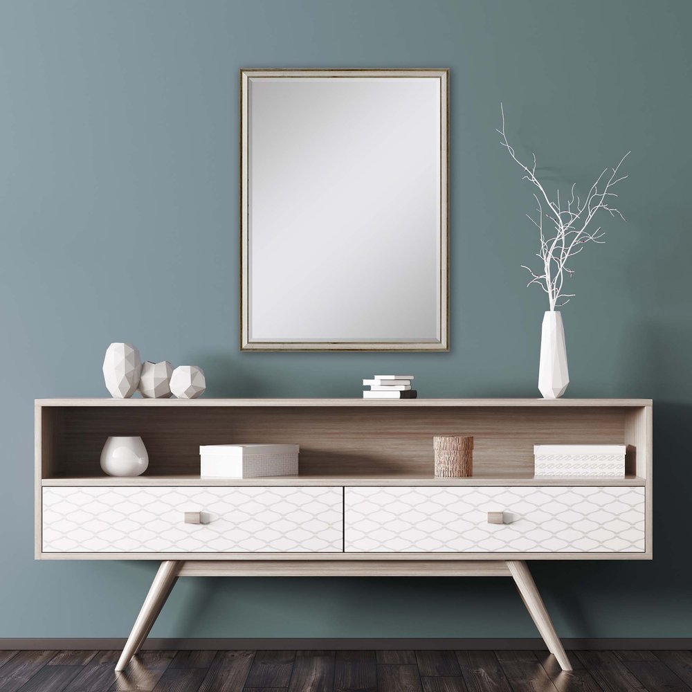 Silver Wood Accent Mirror - 38-inch