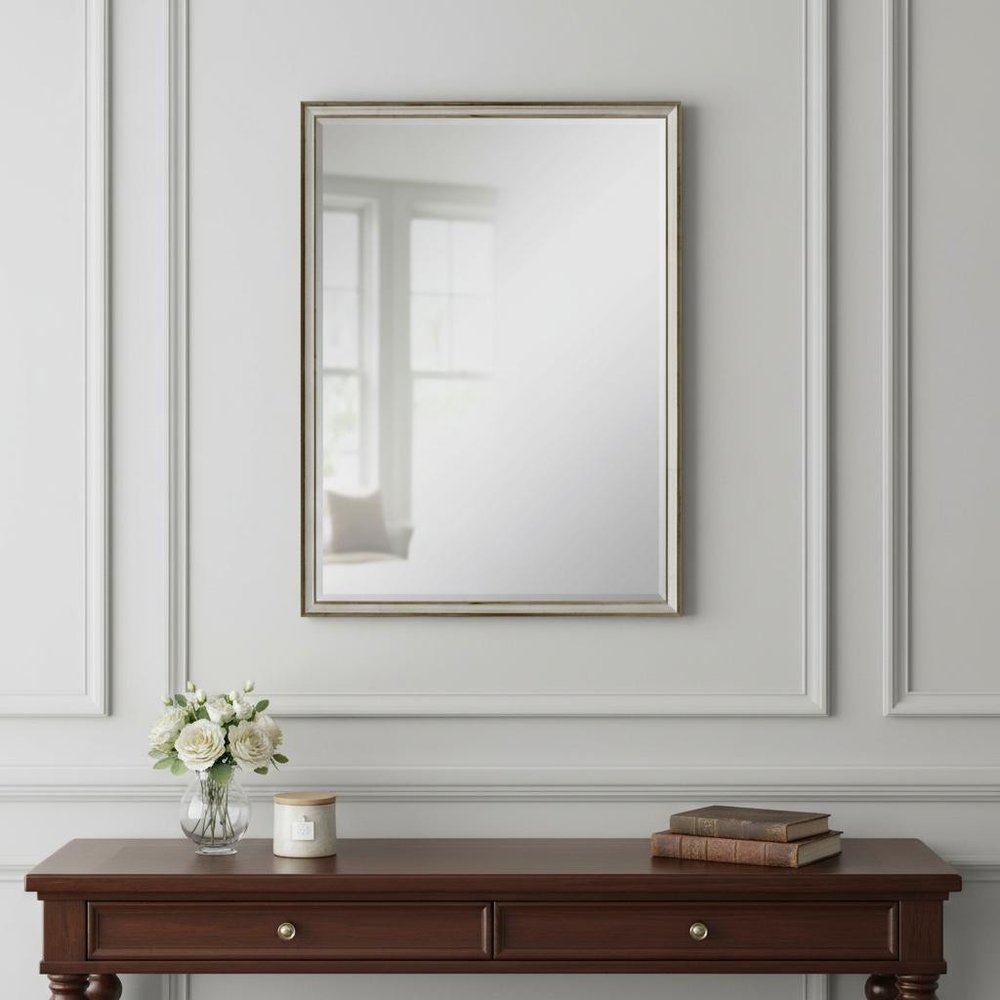 Silver Wood Accent Mirror - 38-inch