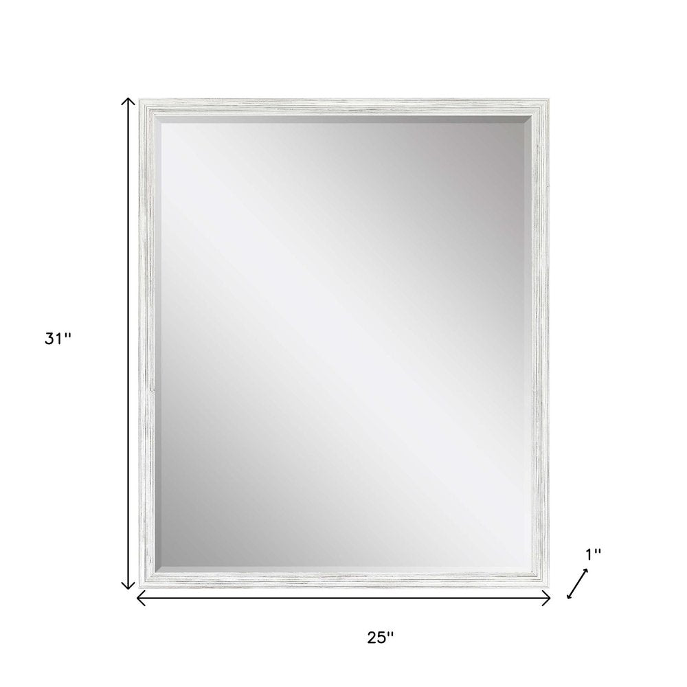 White Wood Accent Mirror - 31-inch