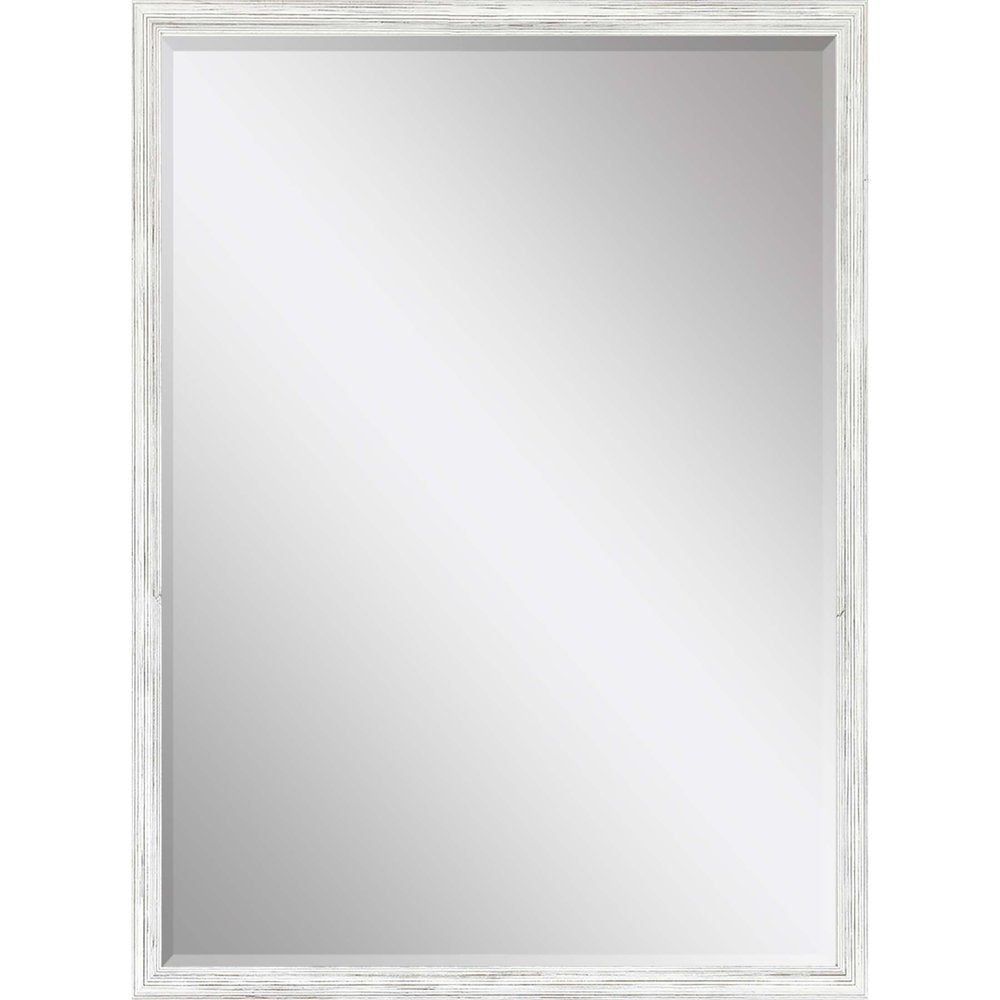 White Wood Accent Mirror - 39-inch