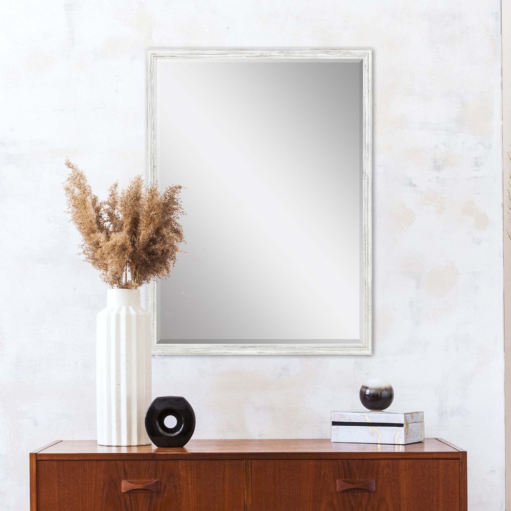 White Wood Accent Mirror - 39-inch