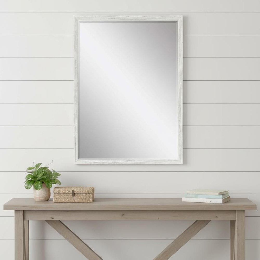 White Wood Accent Mirror - 39-inch