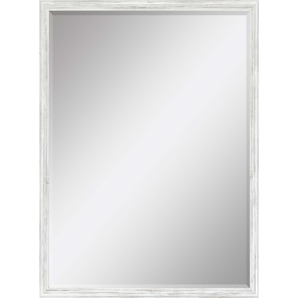White Wood Accent Mirror - 39-inch