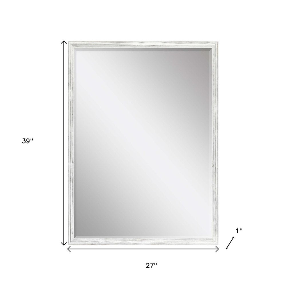 White Wood Accent Mirror - 39-inch