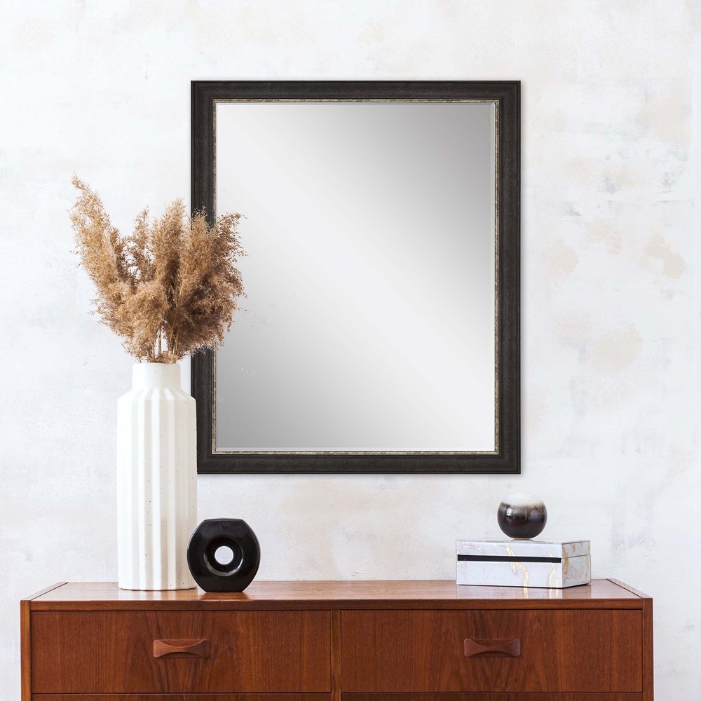 Dark Brown Framed Accent Mirror - 33-inch