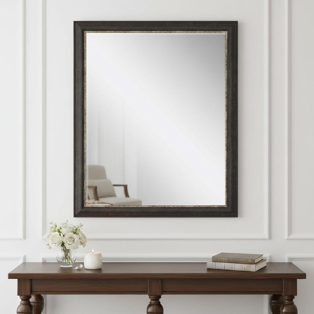 Dark Brown Framed Accent Mirror - 33-inch