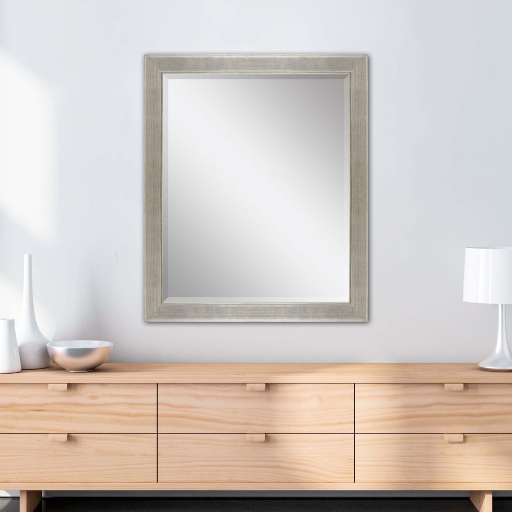Silver Solid Wood Framed Accent Mirror - 33-inch