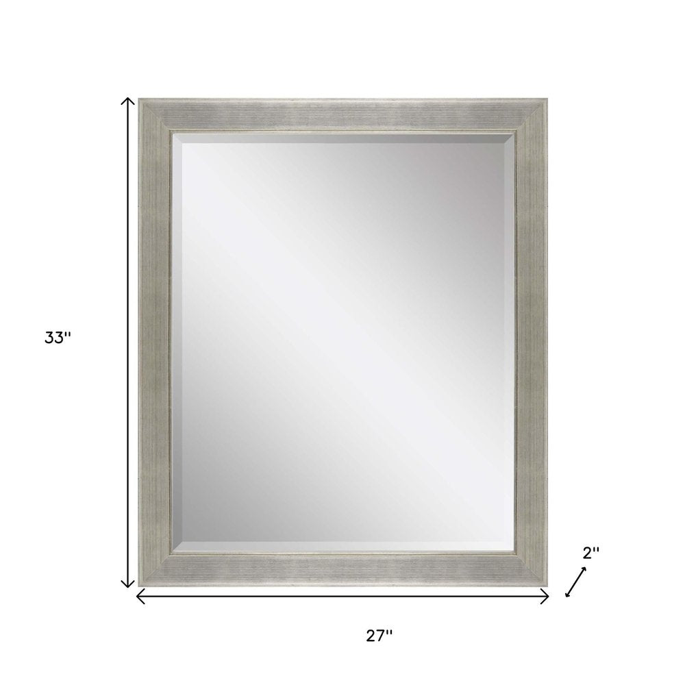 Silver Solid Wood Framed Accent Mirror - 33-inch