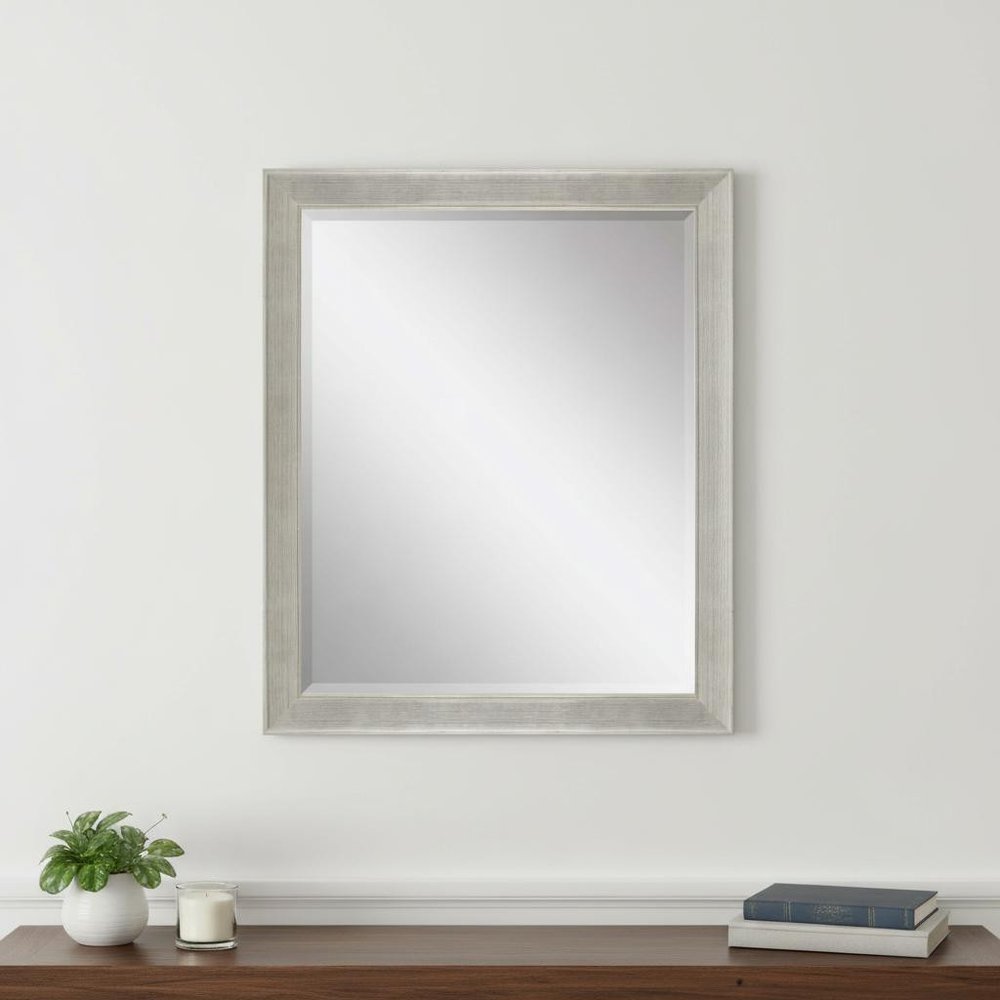 Silver Solid Wood Framed Accent Mirror - 33-inch