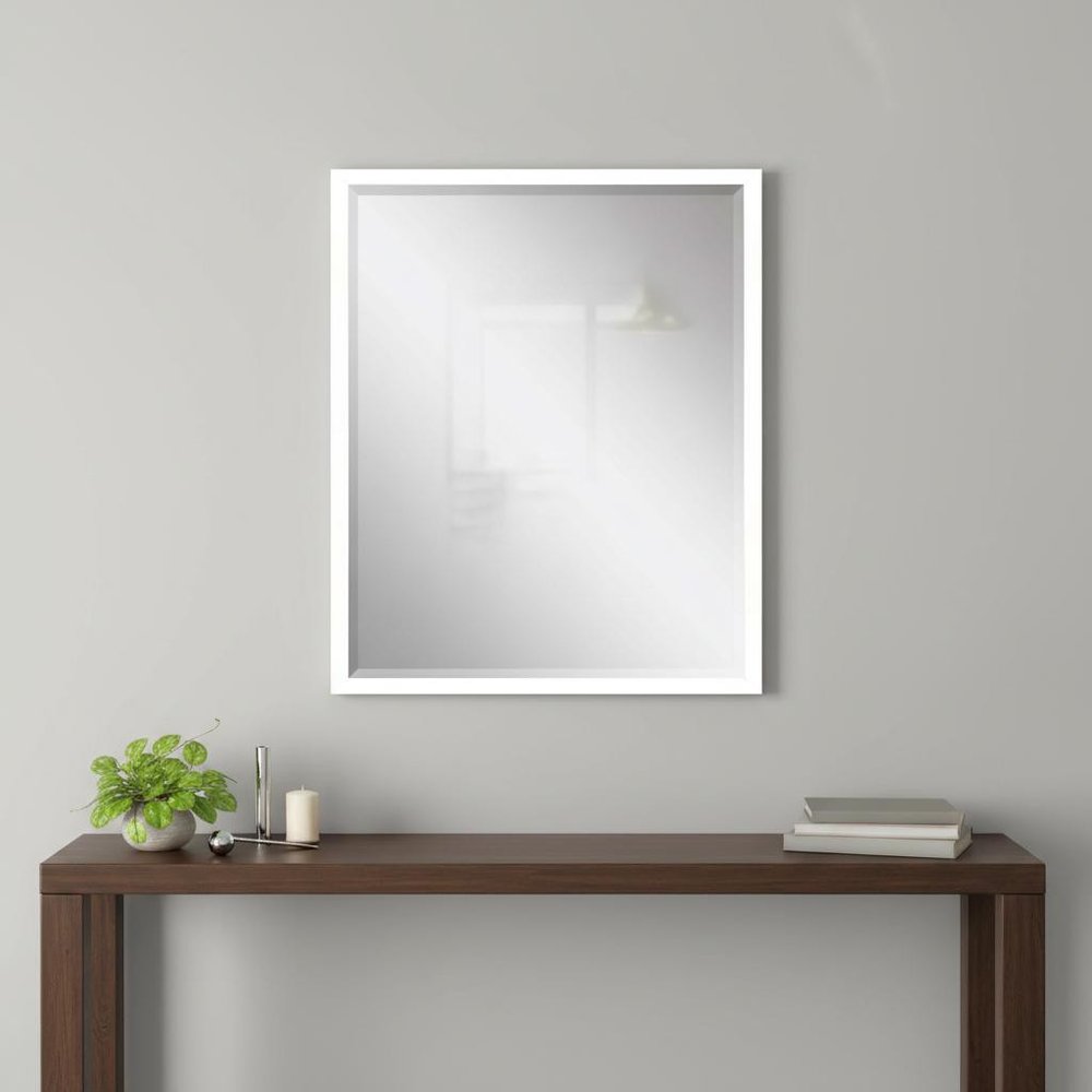 White Solid Wood Framed Accent Mirror - 30-inch