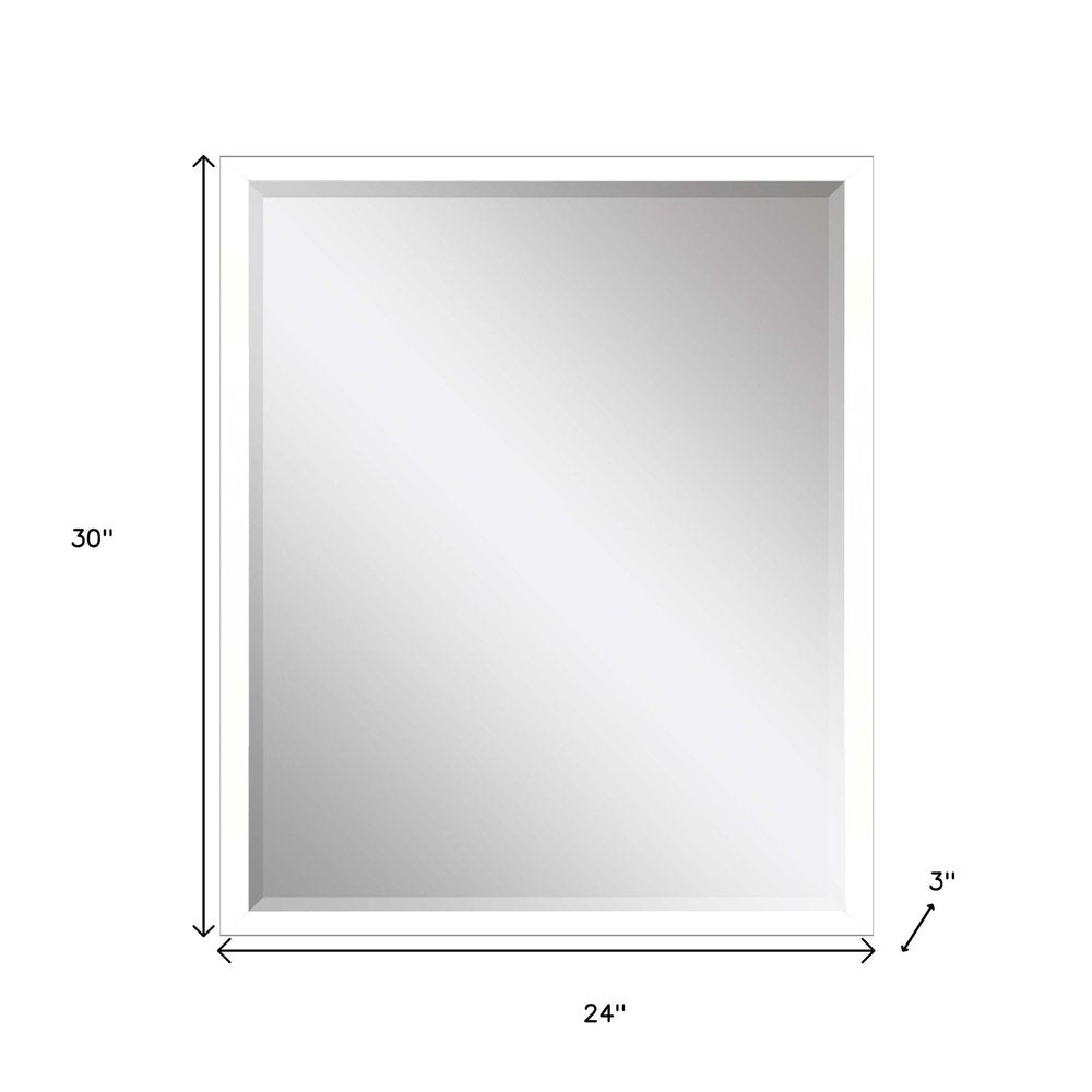 White Solid Wood Framed Accent Mirror - 30-inch