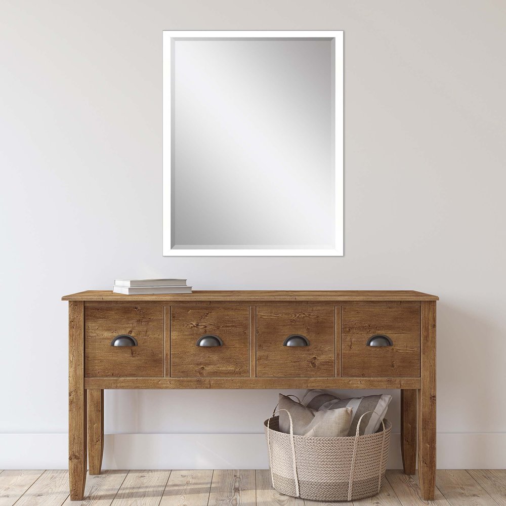 White Solid Wood Framed Accent Mirror - 38-inch
