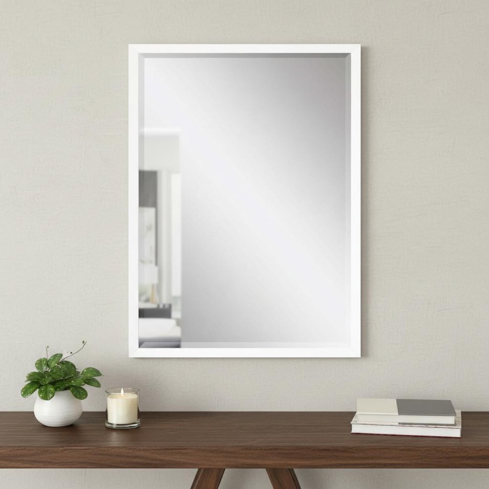 White Solid Wood Framed Accent Mirror - 38-inch