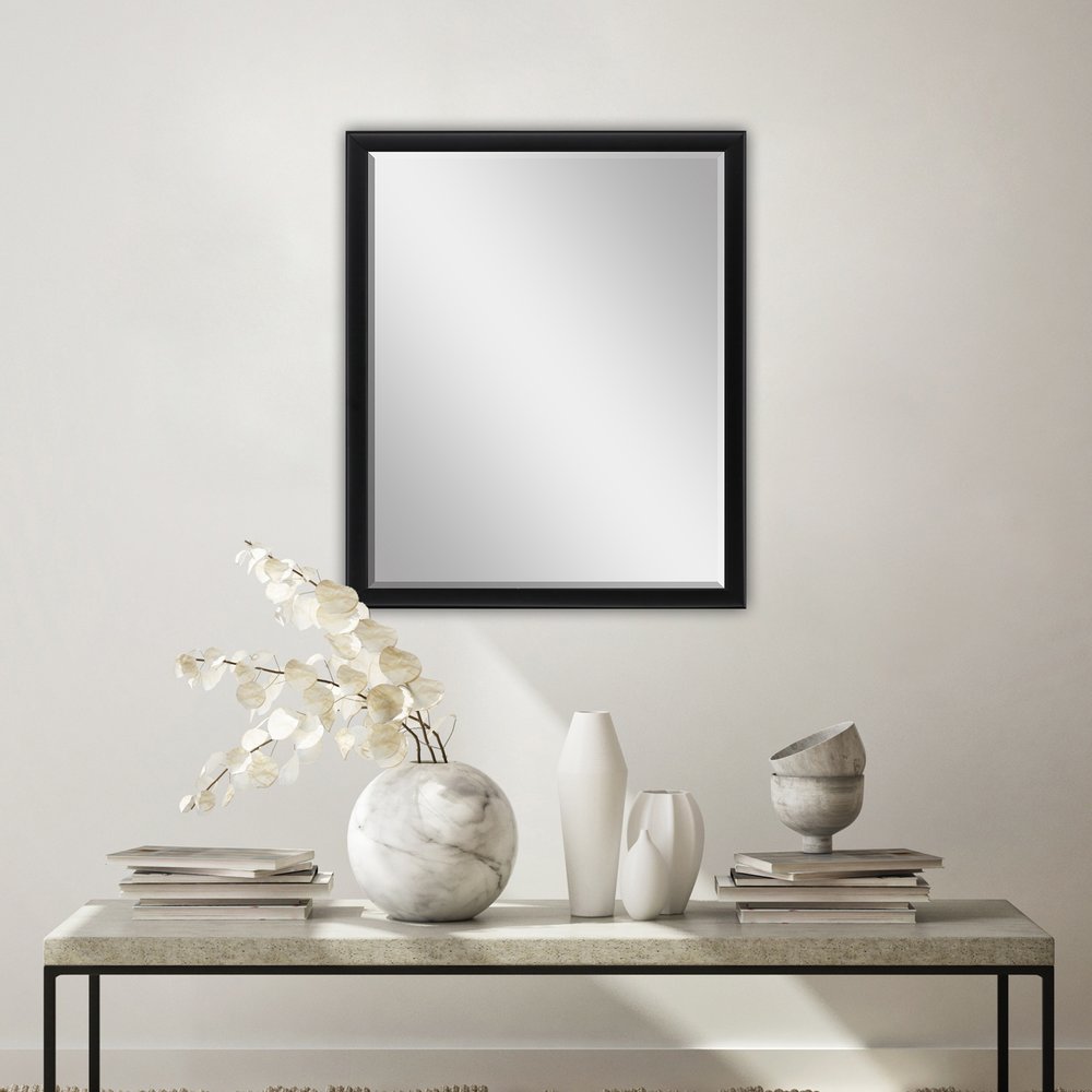 Black Solid Wood Framed Accent Mirror - 30-inch