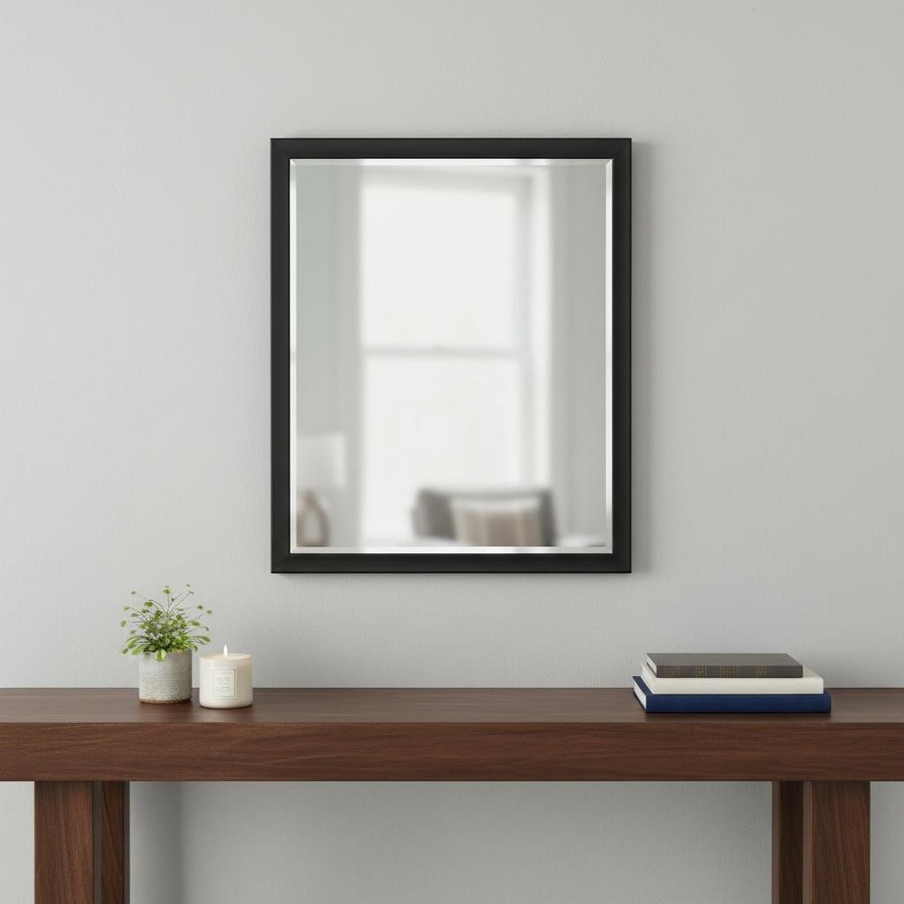 Black Solid Wood Framed Accent Mirror - 30-inch
