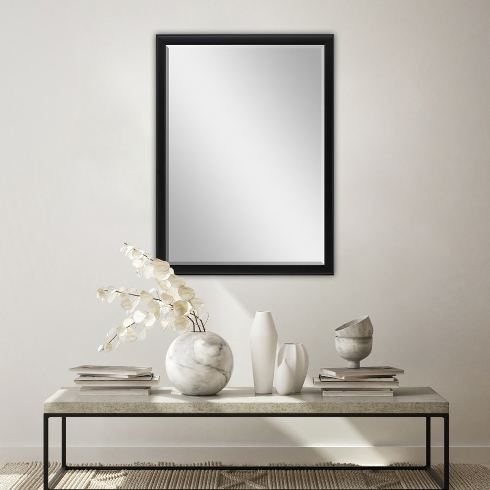 Black Solid Wood Framed Accent Mirror - 38-inch