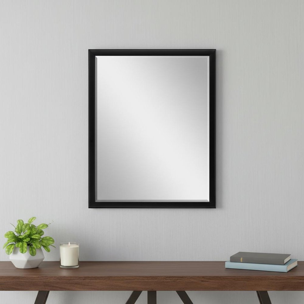 Black Solid Wood Framed Accent Mirror - 42-inch