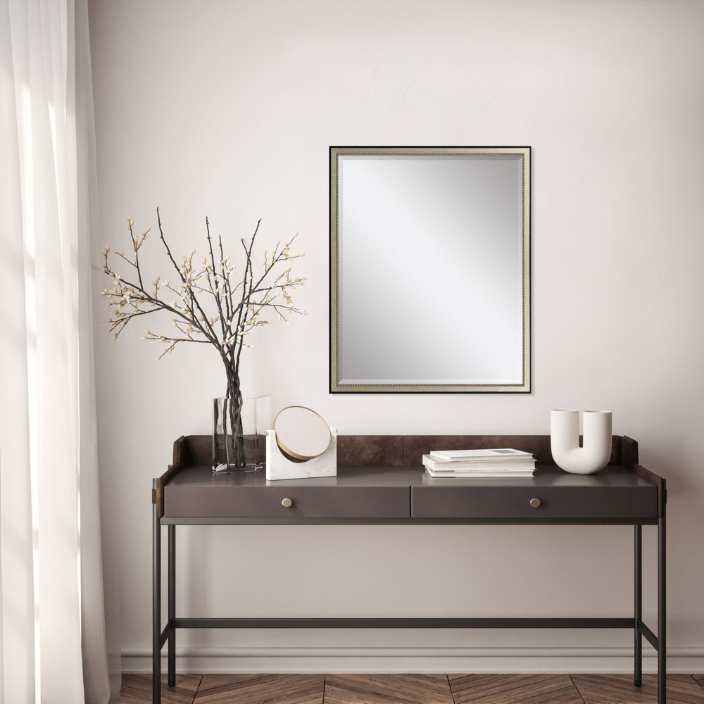 Silver Solid Wood Framed Accent Mirror - 30-inch