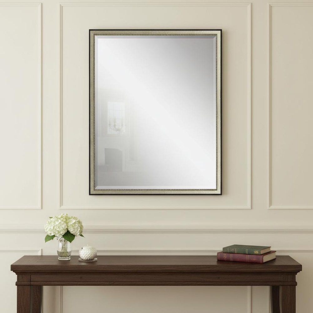 Silver Solid Wood Framed Accent Mirror - 30-inch