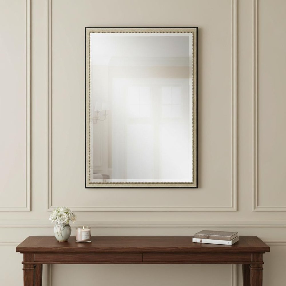 Silver Solid Wood Framed Accent Mirror - 38-inch