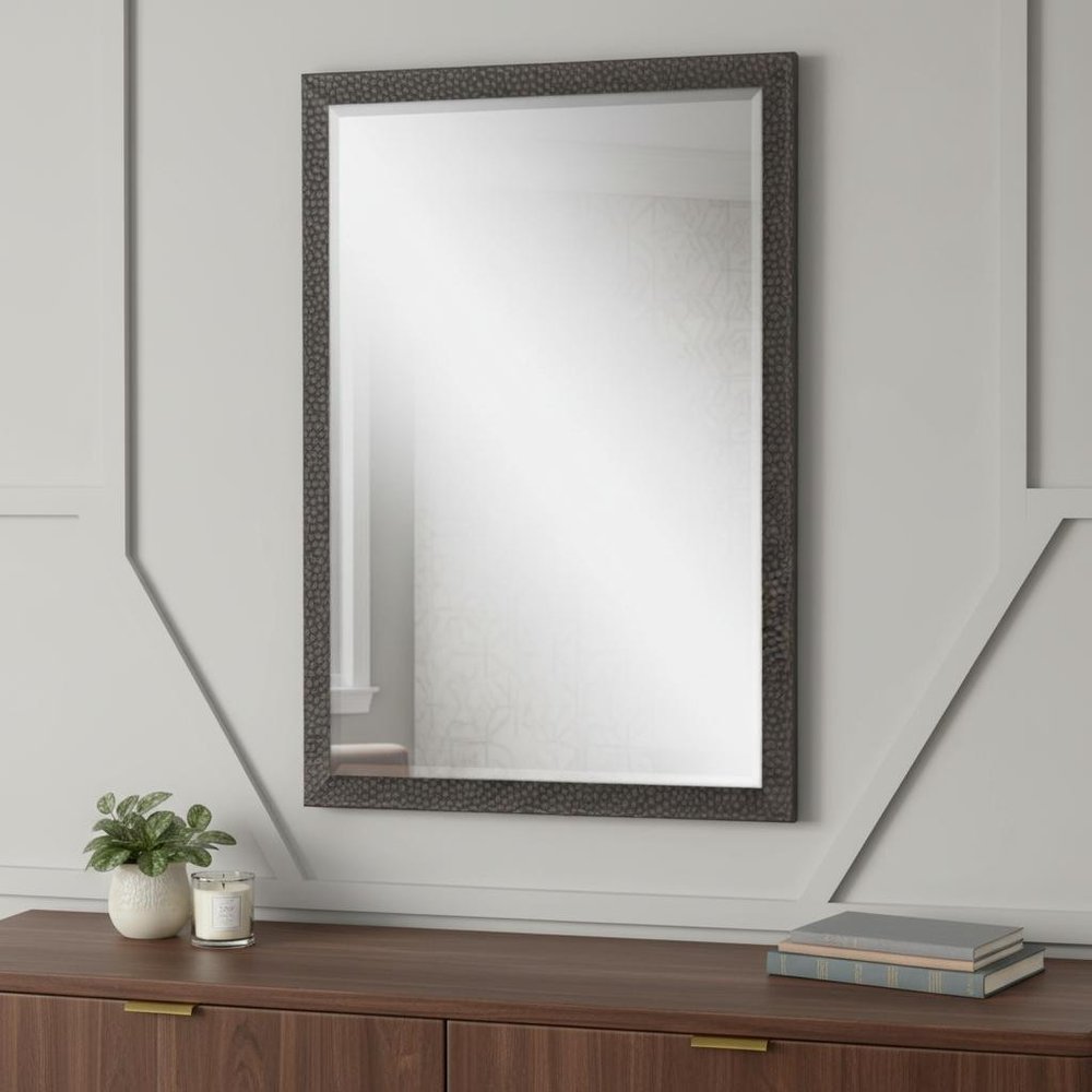 Dark Brown Solid Wood Framed Accent Mirror - 31-inch