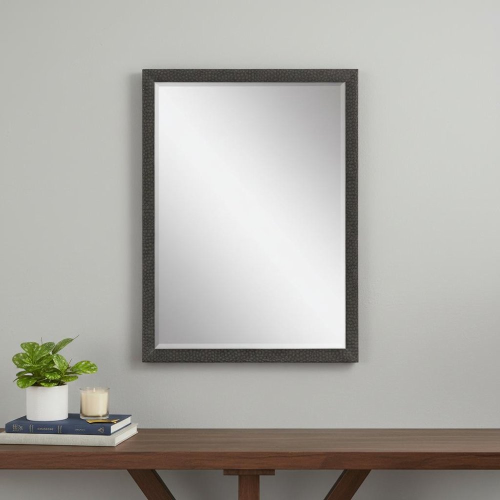 Dark Brown Solid Wood Framed Accent Mirror - 39-inch
