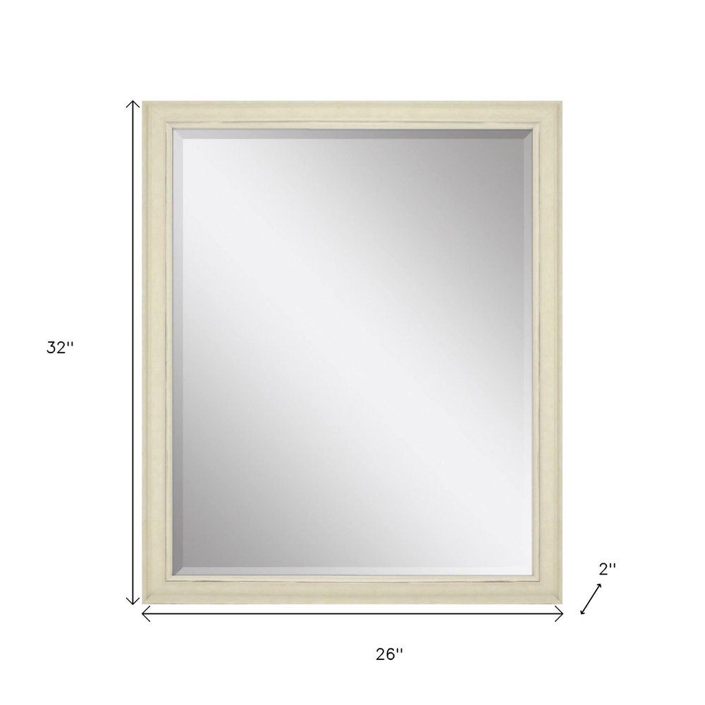 White Solid Wood Framed Accent Mirror - 32-inch