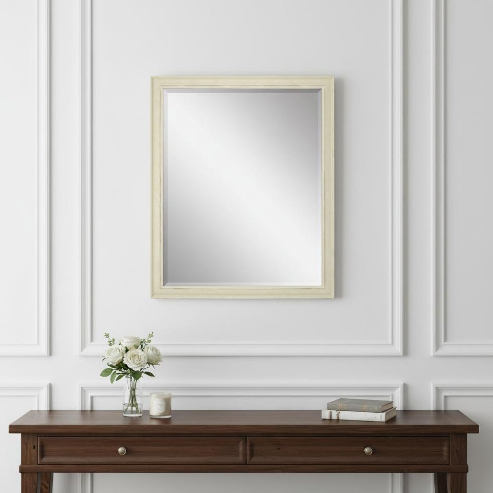 White Solid Wood Framed Accent Mirror - 32-inch