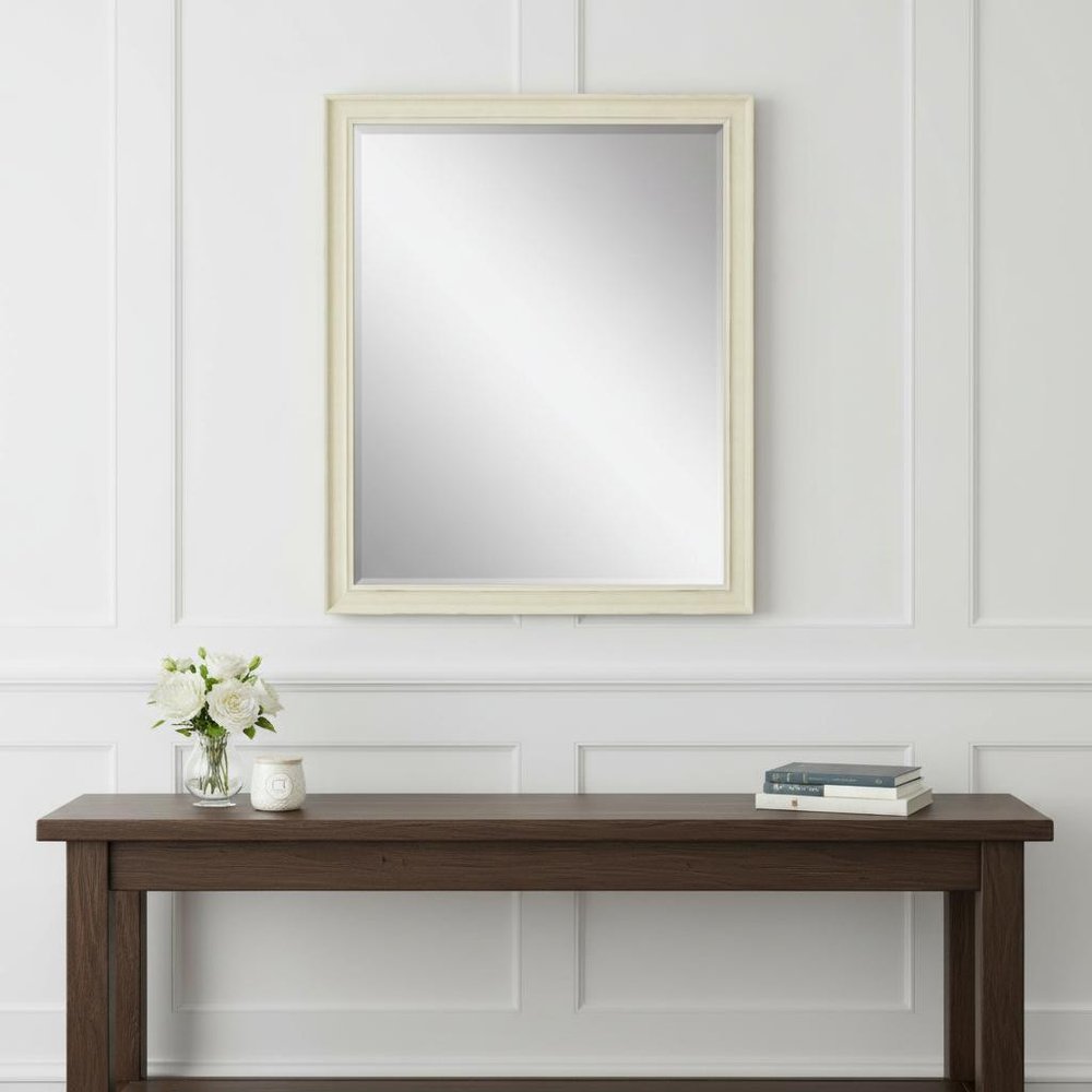 White Solid Wood Framed Accent Mirror - 44-inch