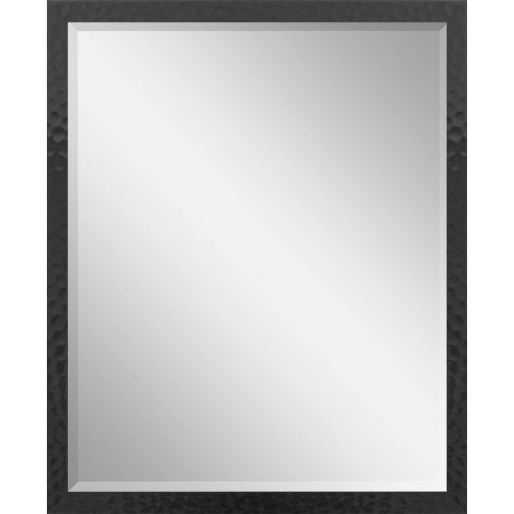 Black Hammered Geometric Finish Framed Accent Mirror - 30-inch