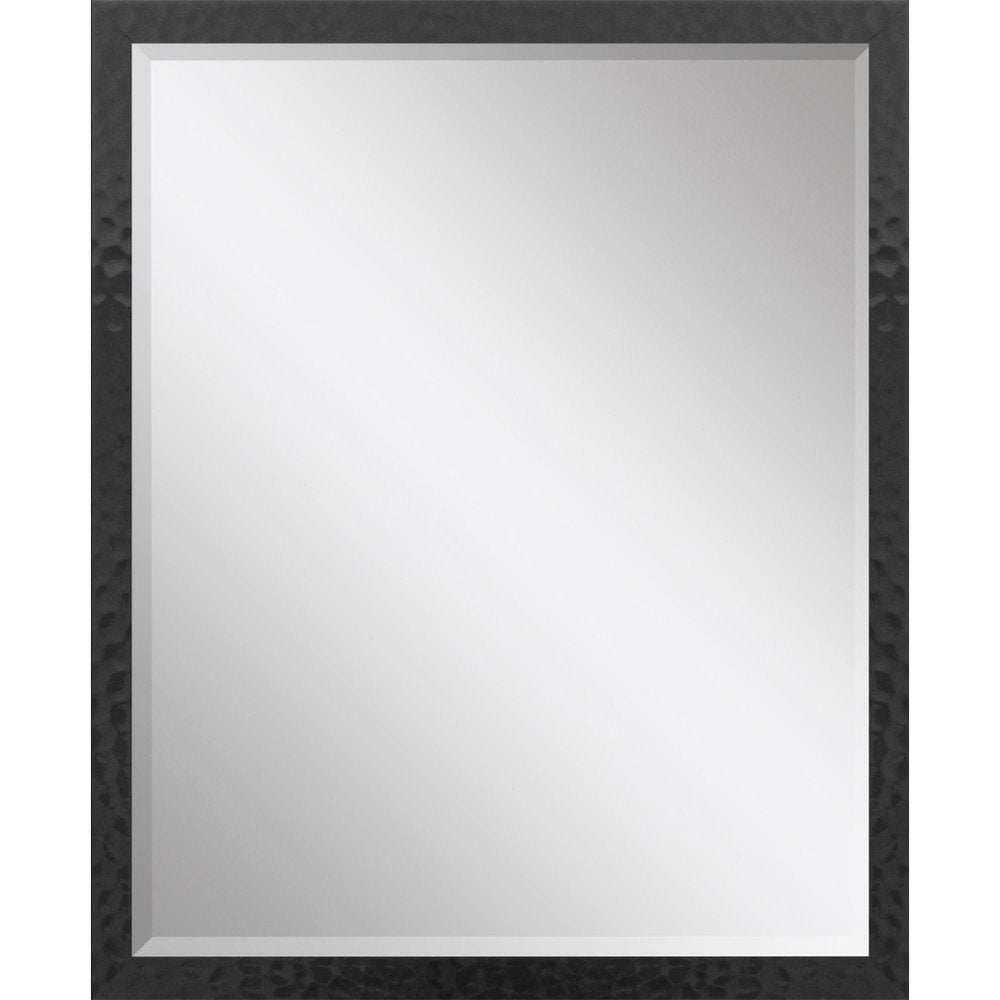 Black Hammered Geometric Framed Accent Mirror - 32-inch