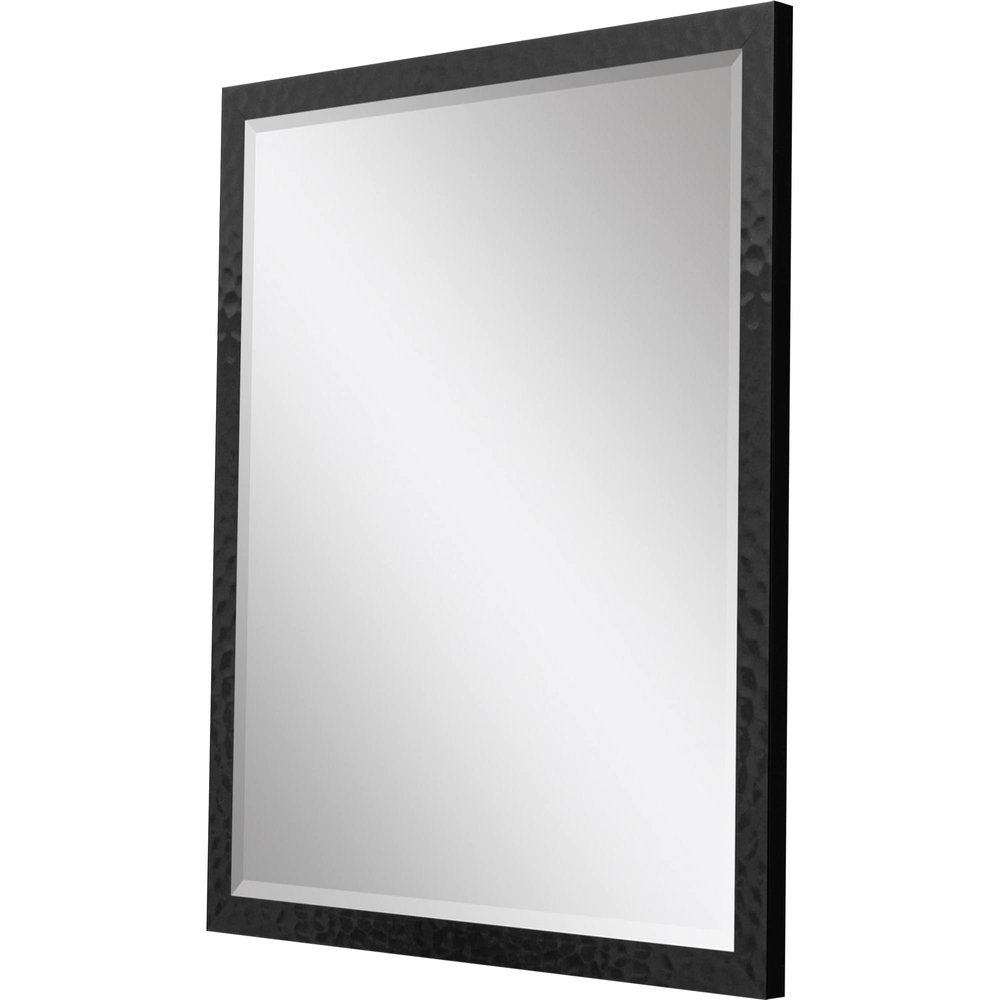Black Hammered Geometric Framed Accent Mirror - 32-inch