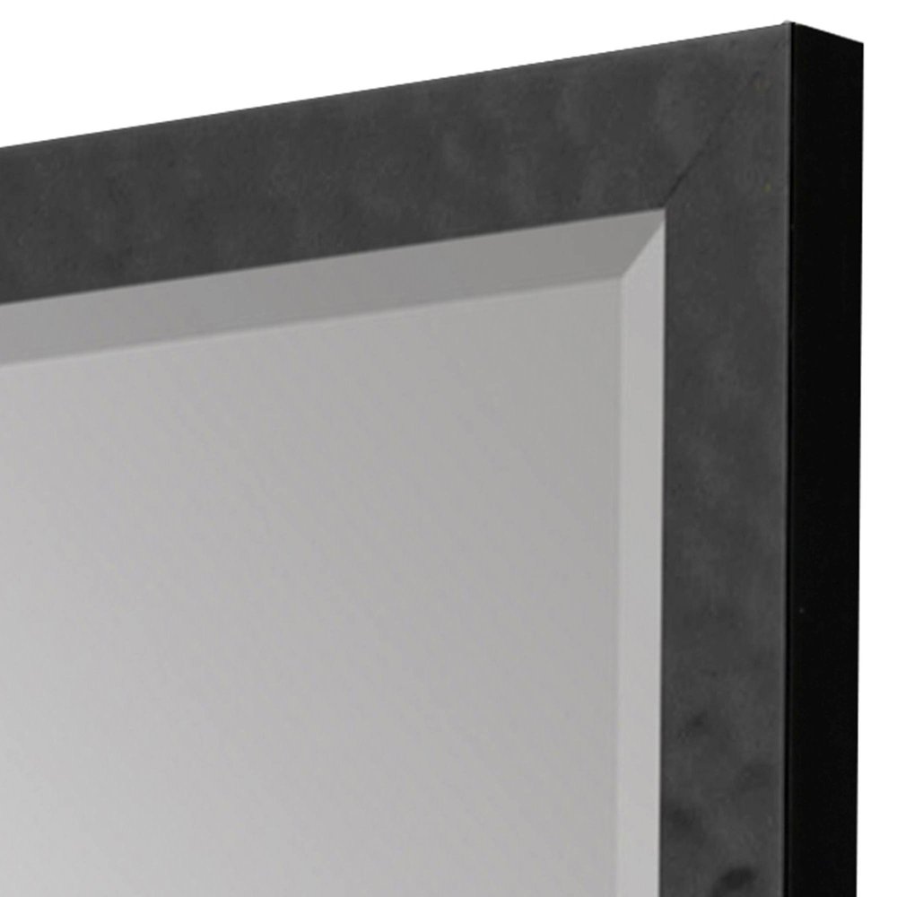 Black Hammered Geometric Framed Accent Mirror - 32-inch
