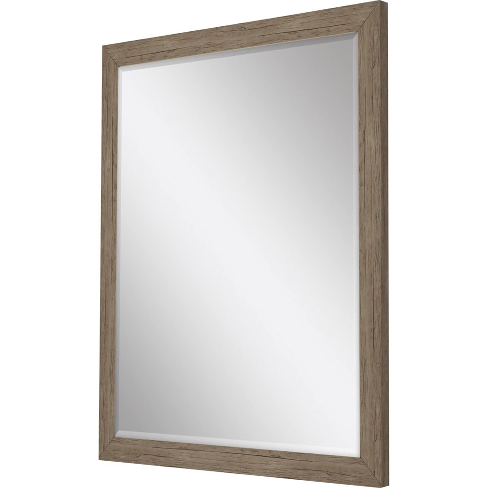 Light Brown Framed Accent Mirror - 31-inch
