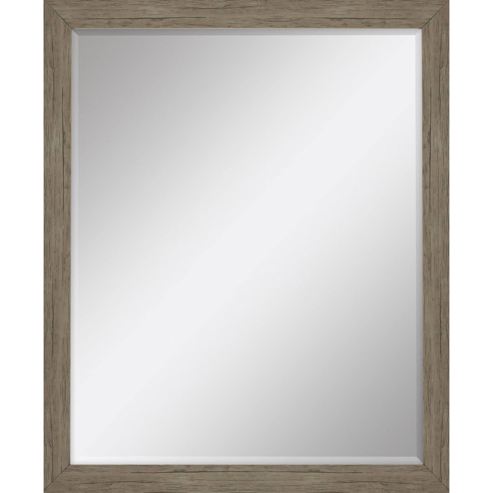Light Brown Framed Accent Mirror - 33-inch