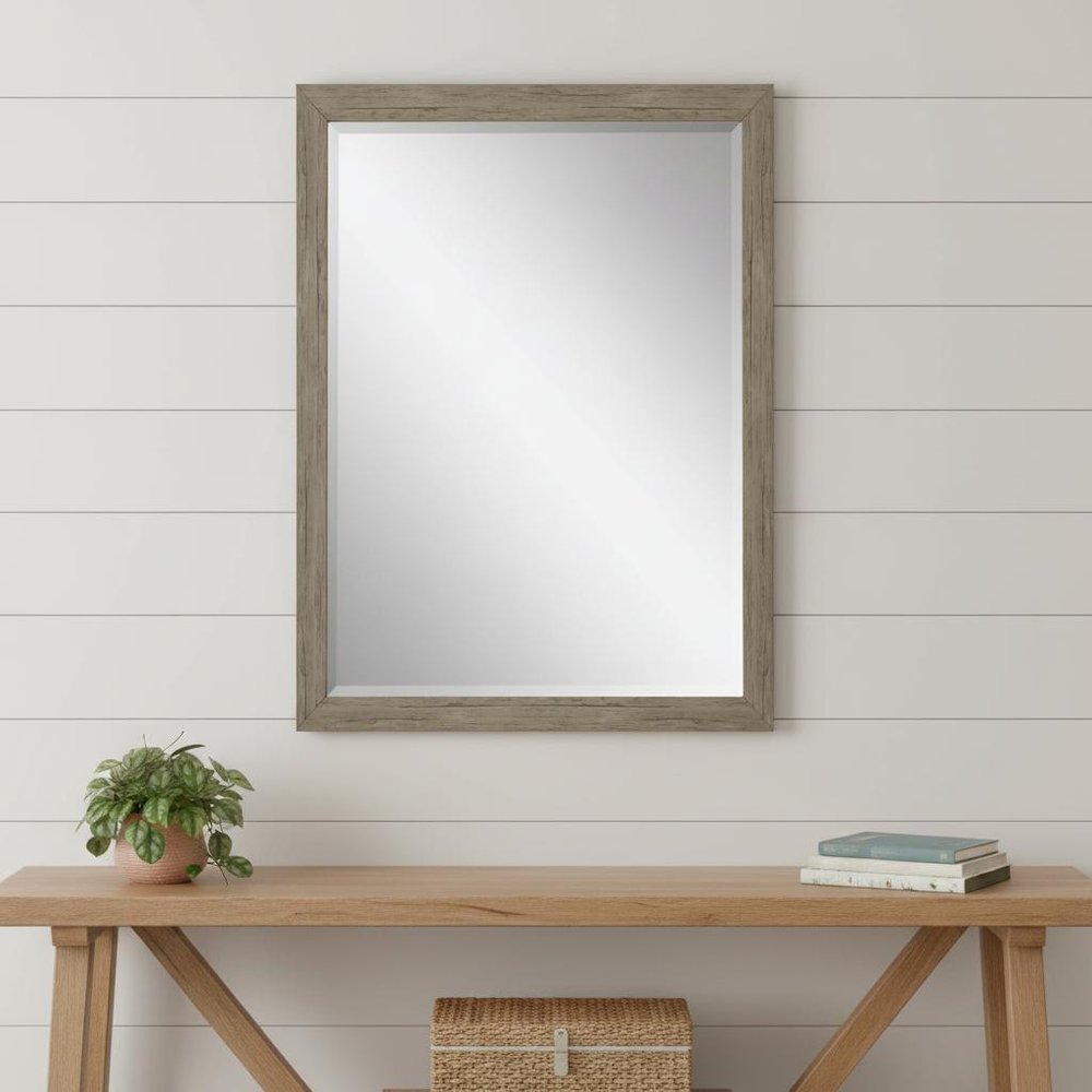 Light Brown Framed Accent Mirror - 39-inch