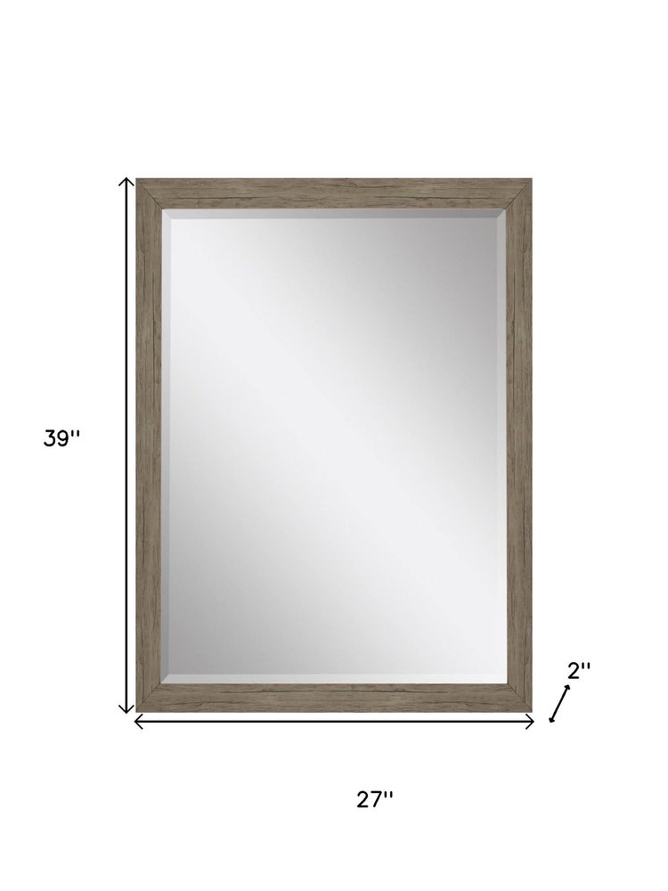 Light Brown Framed Accent Mirror - 39-inch