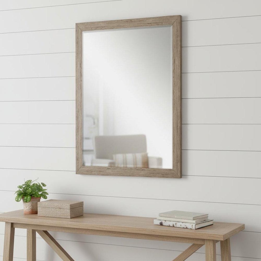 Light Brown Framed Accent Mirror - 43-inch