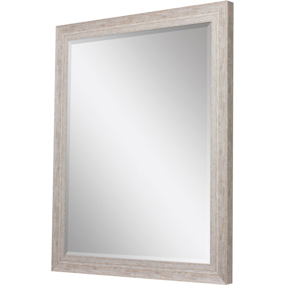 White Distressed Wood Framed Accent Mirror - 32-inch