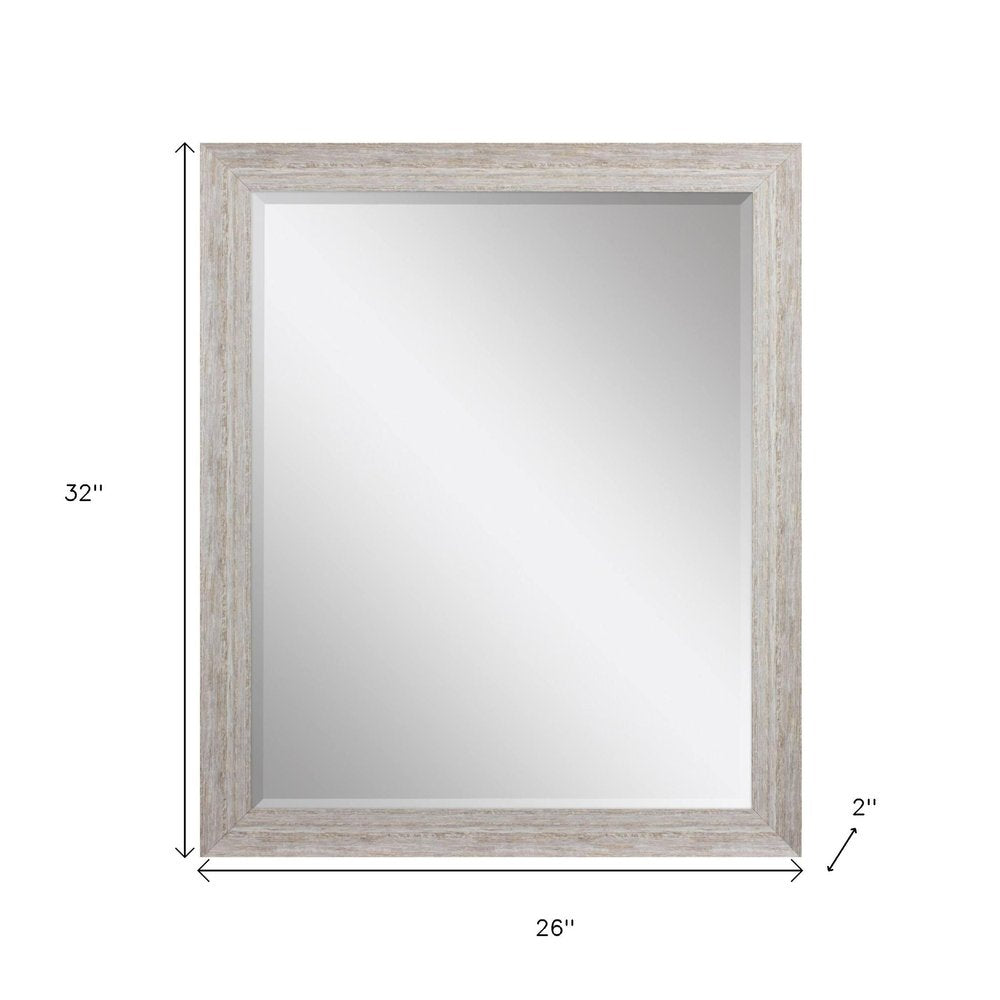 White Distressed Wood Framed Accent Mirror - 32-inch