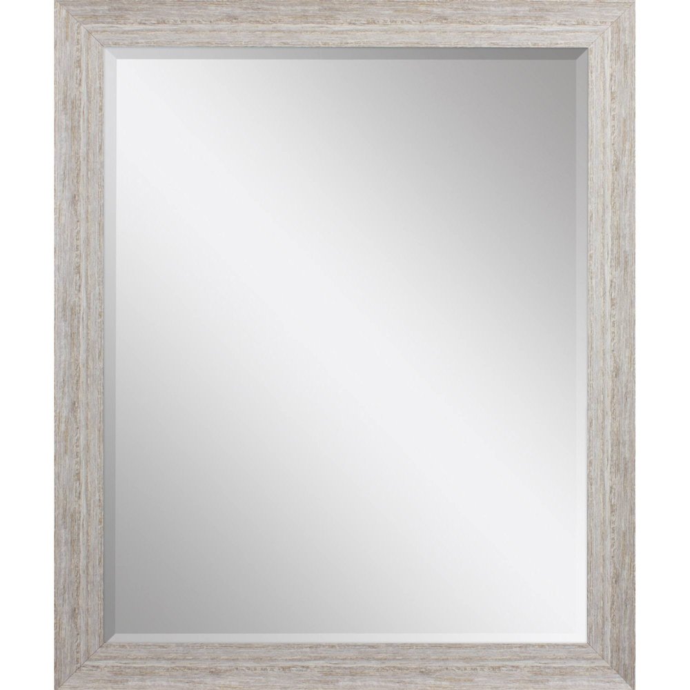 White Distressed Wood Framed Accent Mirror - 34-inch