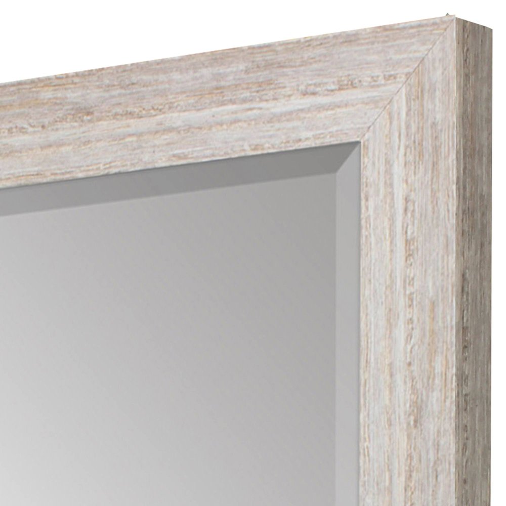 White Distressed Wood Framed Accent Mirror - 34-inch