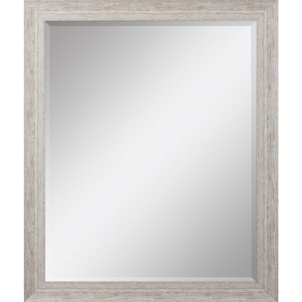White Distressed Wood Framed Accent Mirror - 34-inch