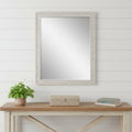 White Distressed Wood Framed Accent Mirror - 34-inch